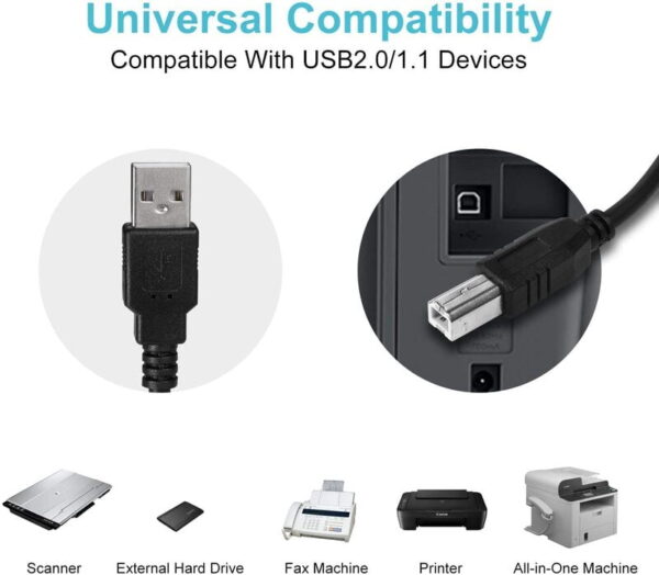 USB Printer (Cord) Cable (3 Meter) A Male to B Male Compatible with Printers Scanner usage showcase